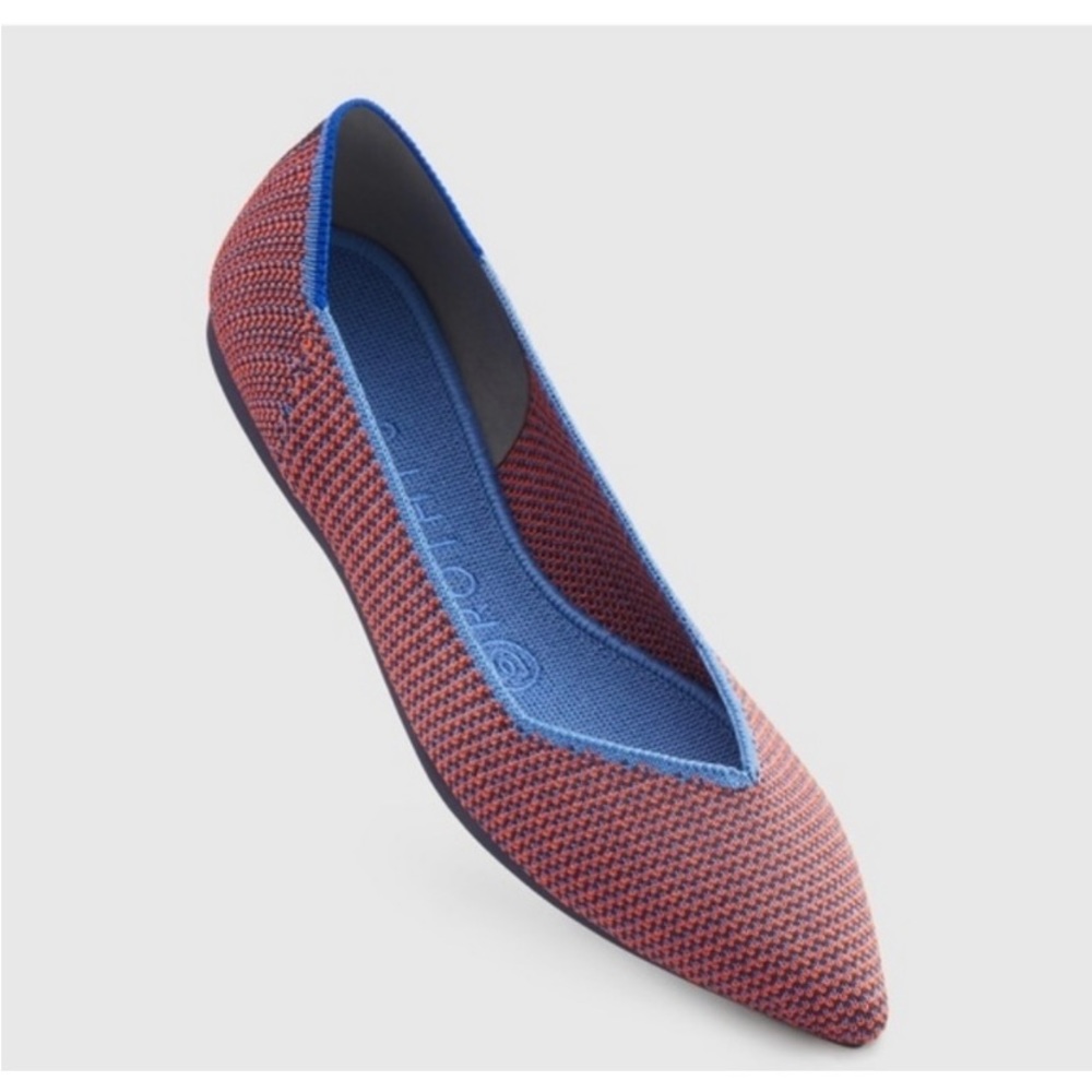 Retired Rothy's The Point Tangerine Triple Stitch Flats Stretch Slip-On
